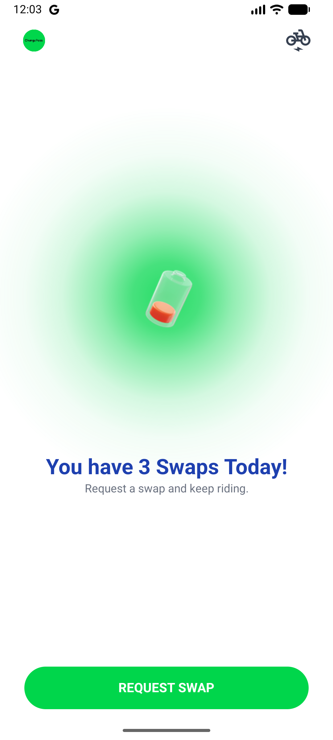 ChargePass app – request a battery swap